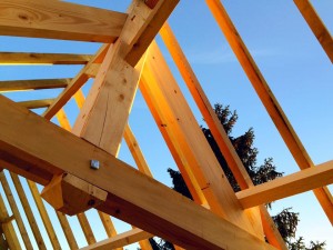 Ferme latine à La Tour sans Venin, charpente traditionnelle en bois massif épicéa